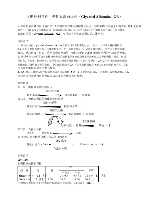 糖化白蛋白GA介绍