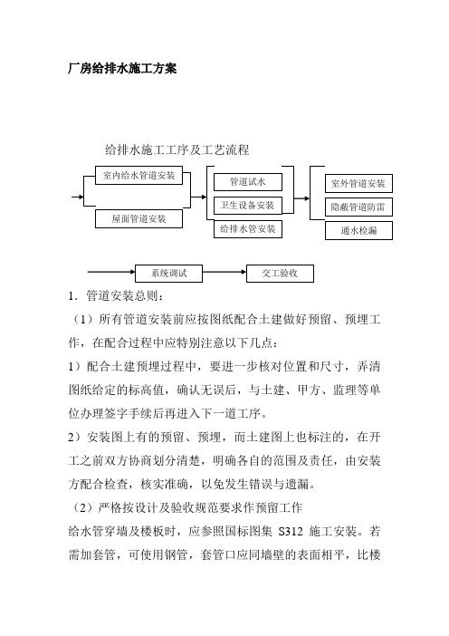 厂房给排水施工方案