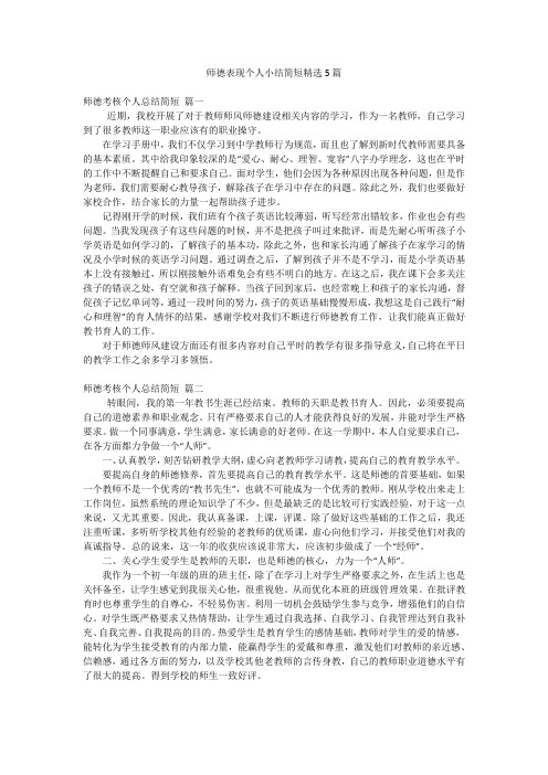 师德表现个人小结简短精选5篇