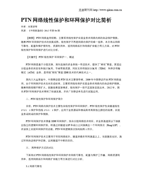 PTN网络线性保护和环网保护对比简析