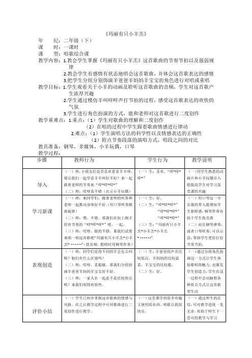 教案{玛丽有只小羊羔}