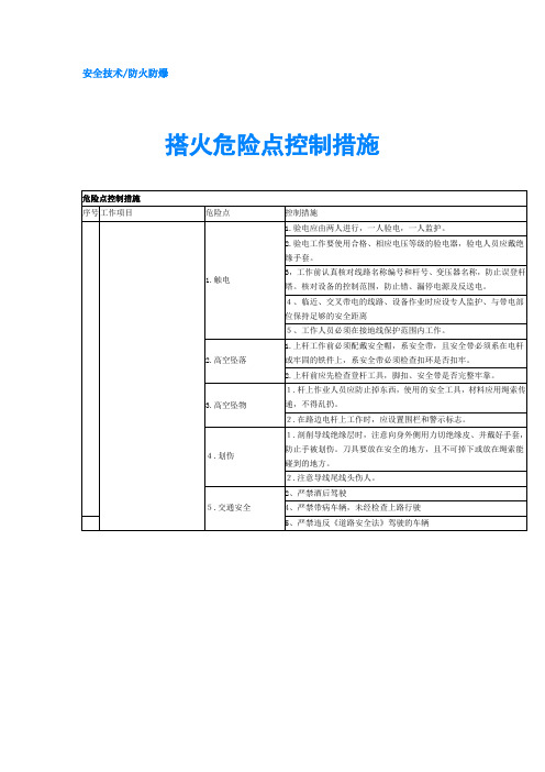 搭火危险点控制措施