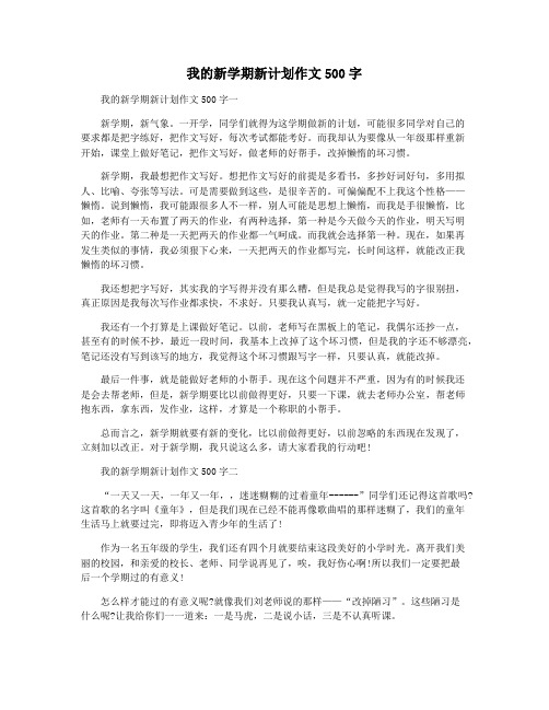 我的新学期新计划作文500字