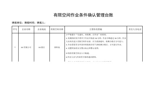 有限空间台账(验收)