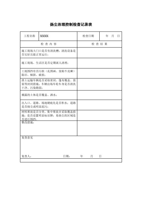 (完整版)扬尘控制检查记录表