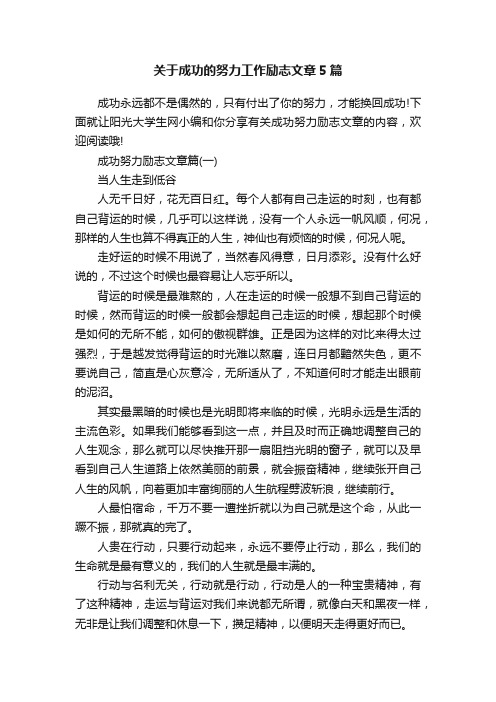 关于成功的努力工作励志文章5篇