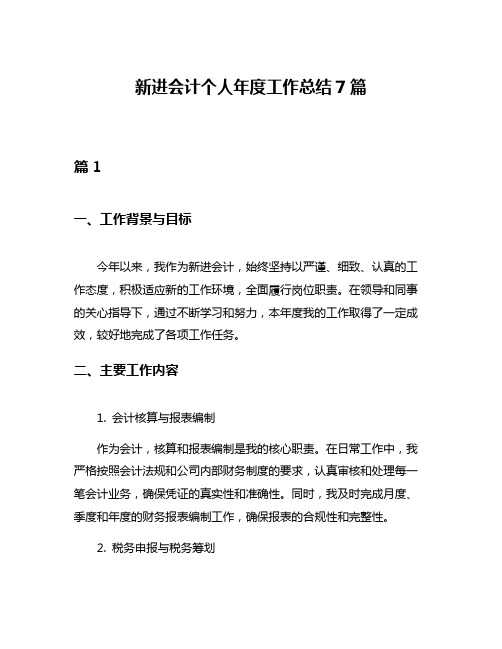 新进会计个人年度工作总结7篇