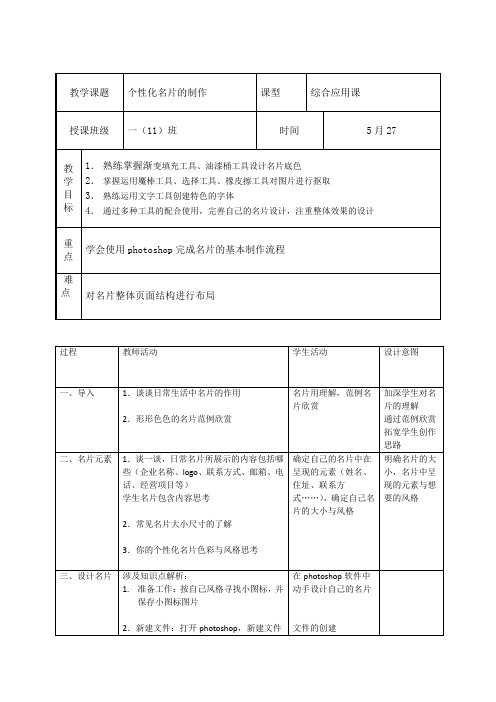 中小幼7下 第6课 图像特效 综合实践：制作名片 教学设计公开课教案教学设计课件【一等奖】