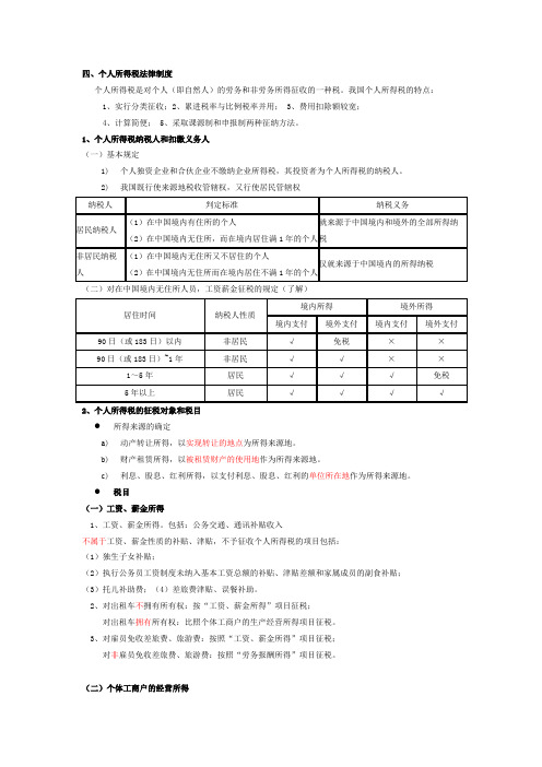 2019 初级职称 经济法基础 第四章 个人所得税 整理