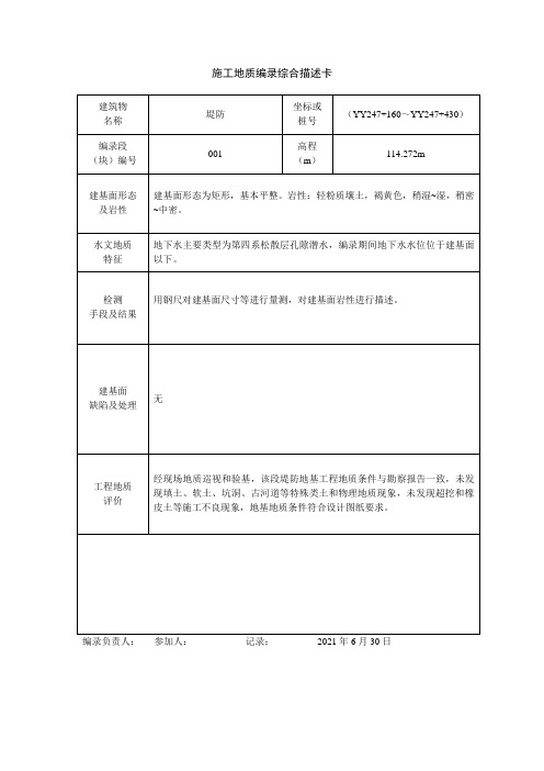 地质编录描述卡