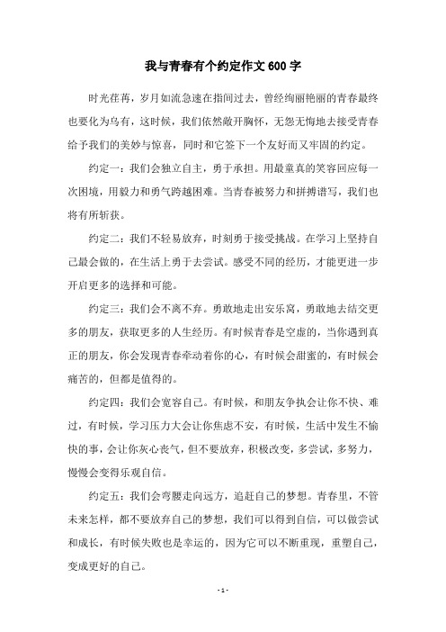 我与青春有个约定作文600字