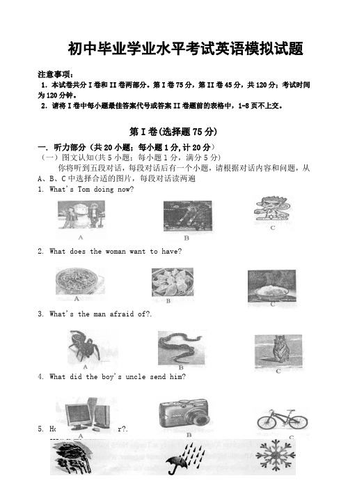 初中学业水平考试英语模拟试题