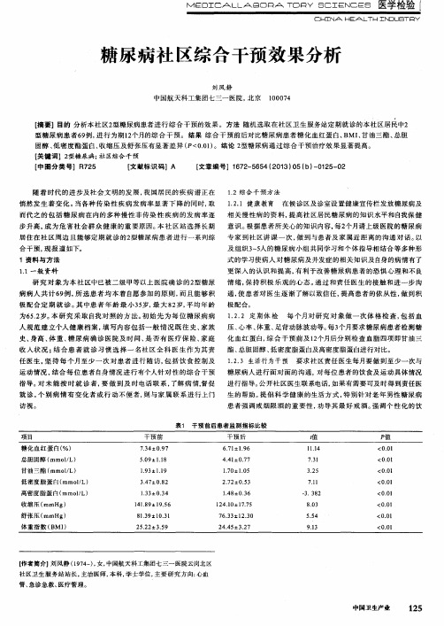 糖尿病社区综合干预效果分析