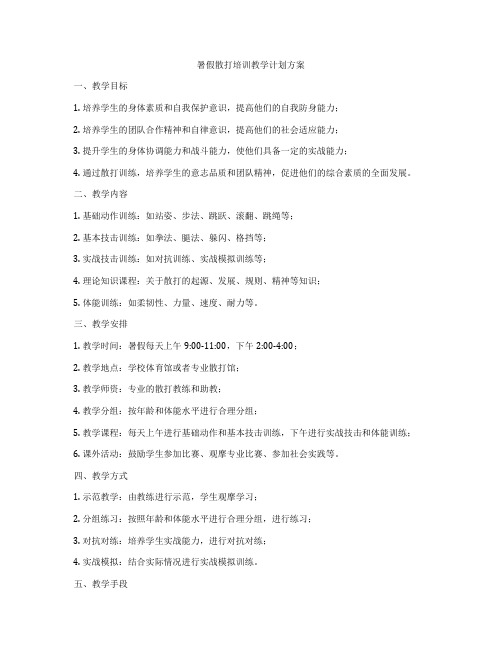 暑假散打培训教学计划方案