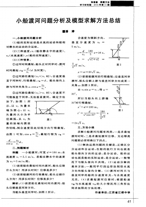 小船渡河问题分析及模型求解方法总结