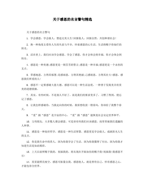 关于感恩的名言警句精选