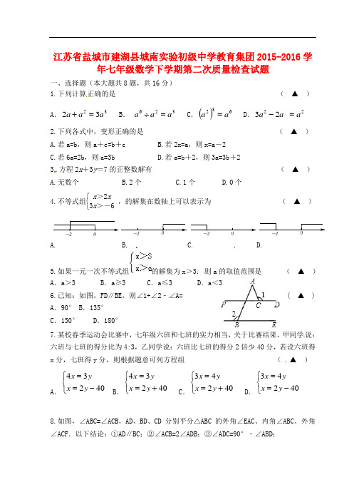 江苏省盐城市建湖县城南实验初级中学教育集团七年级数