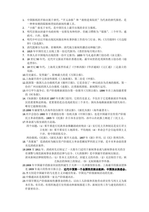 中国新闻传播史部分考点