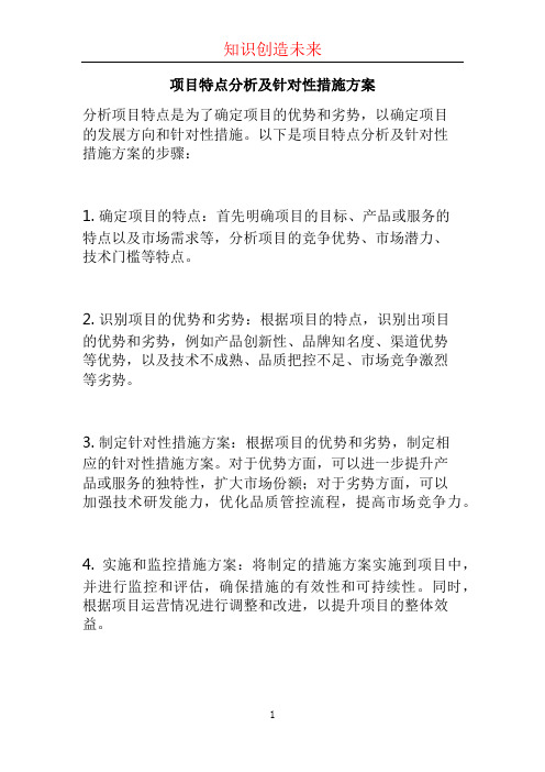 项目特点分析及针对性措施方案 (2)