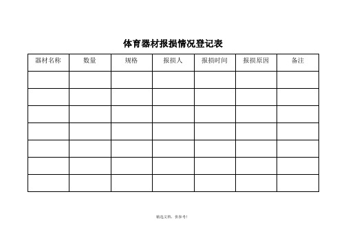 体育器材报损情况登记表