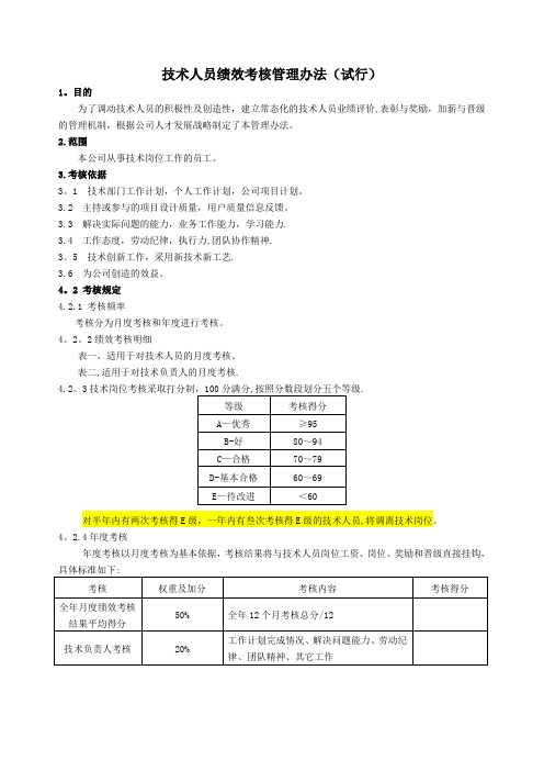 技术人员绩效考核管理办法