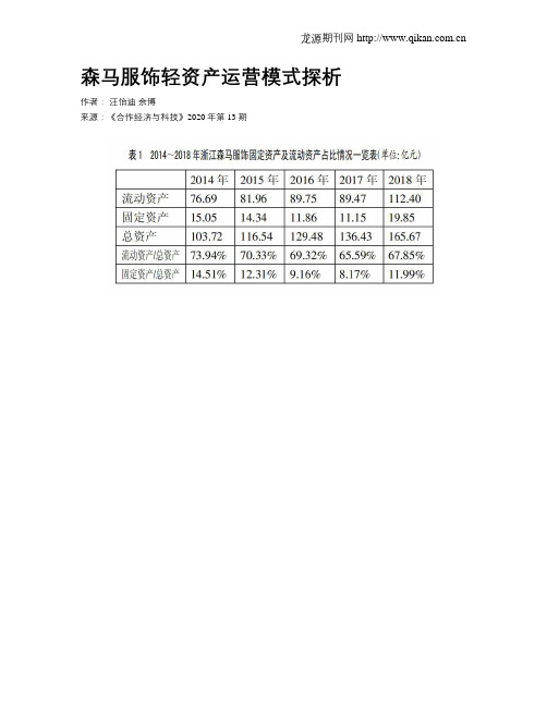 森马服饰轻资产运营模式探析