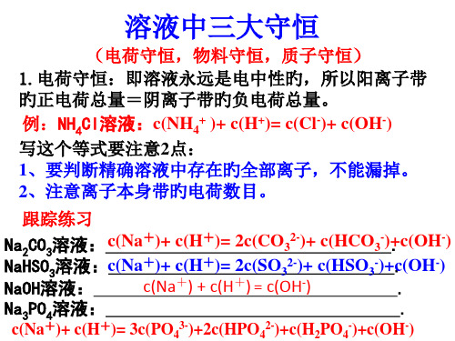 专题溶液中三大守恒