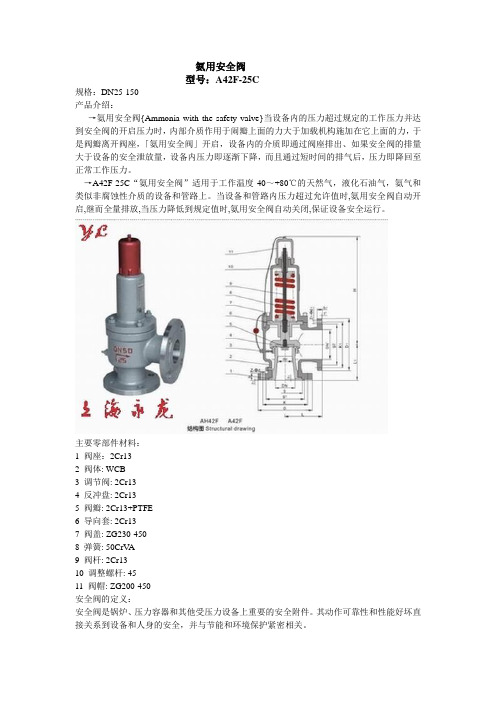 氨用安全阀说明书