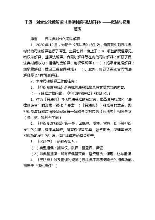 干货！刘家安教授解读《担保制度司法解释》——概述与适用范围