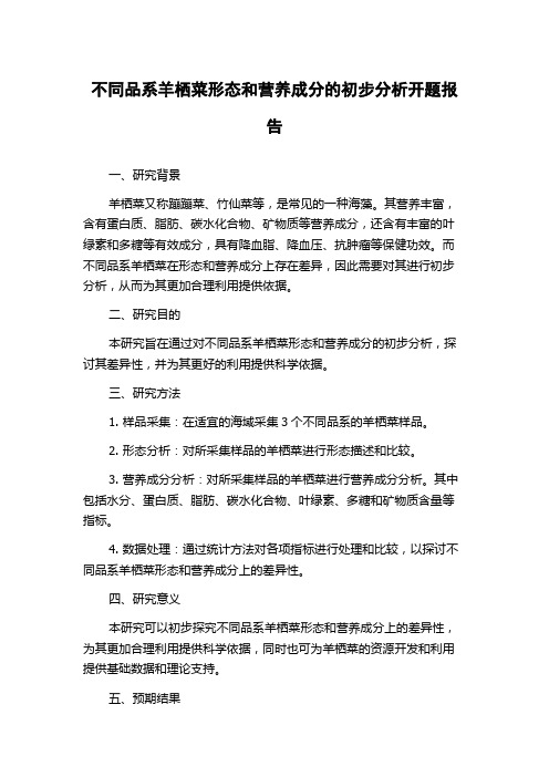 不同品系羊栖菜形态和营养成分的初步分析开题报告