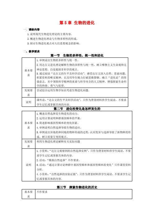 高中生物 第5章 生物的进化(学案)浙科版必修2