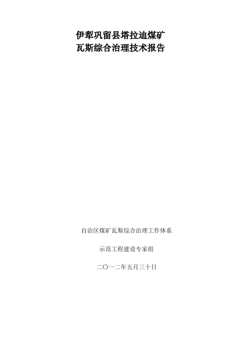 伊犁巩留县塔拉迪煤矿瓦斯治理专家会诊报告