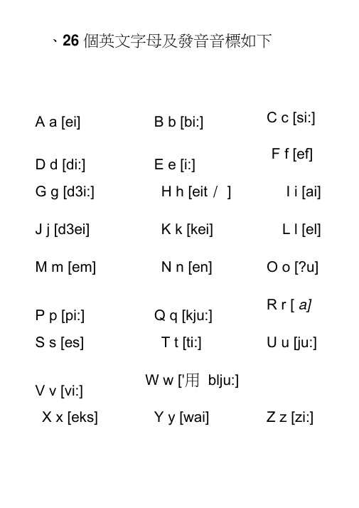 26个英文字母大小写带音标
