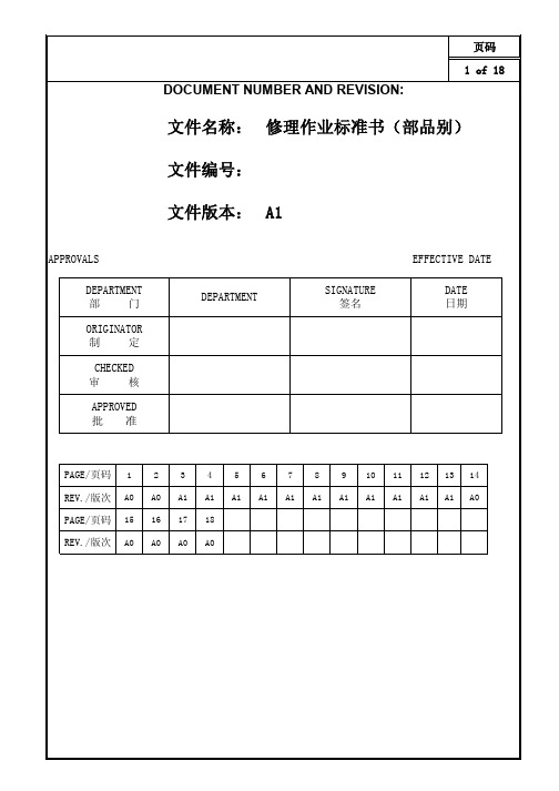 精品电子元器件修理作业标准书电子电路工程科技专业资料优秀