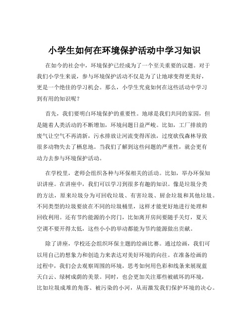 小学生如何在环境保护活动中学习知识