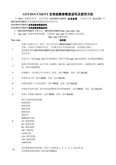 GET.DOCUMENT宏表函数参数值说明及使用方法剖析