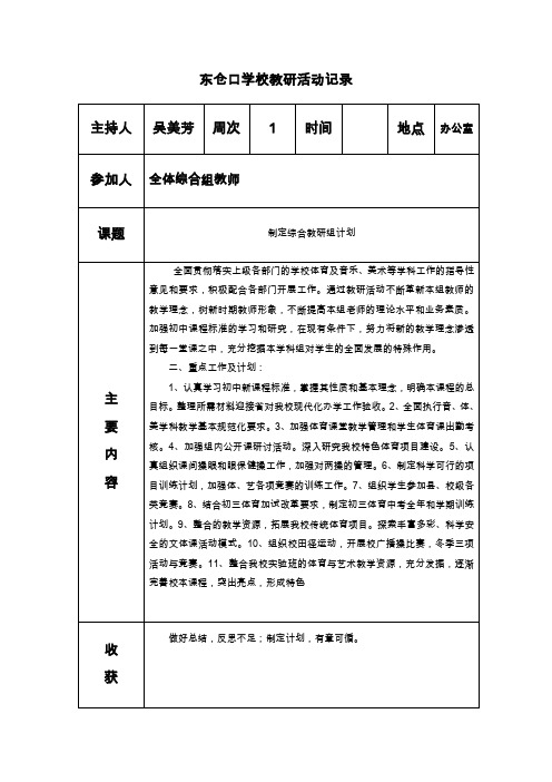 2015-2016学年第二学期综合组教研活动记录