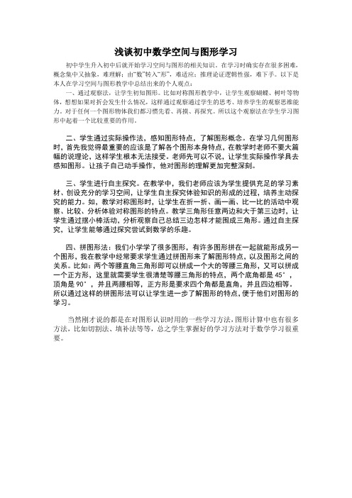 浅谈初中数学空间与图形学习