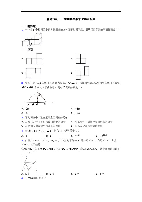 青岛市初一上学期数学期末试卷带答案