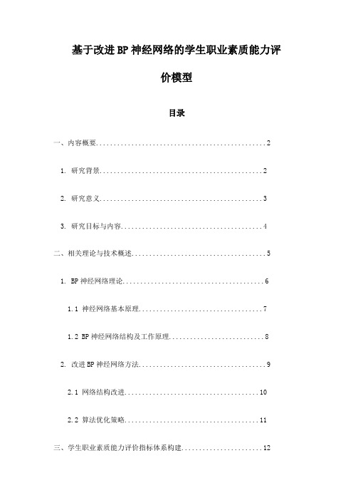 基于改进BP神经网络的学生职业素质能力评价模型