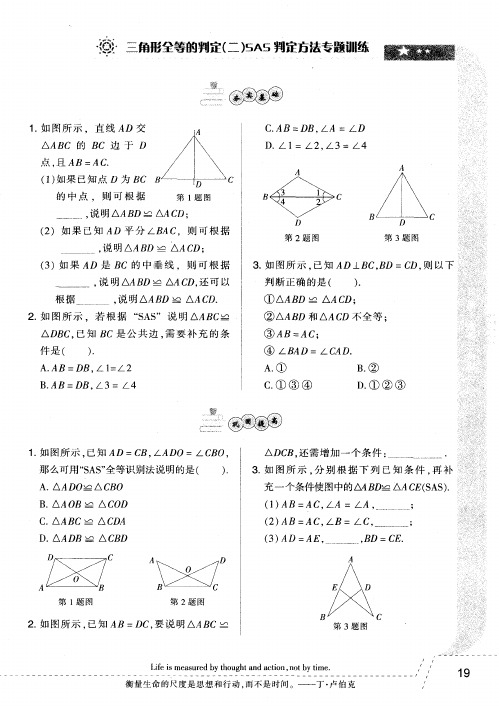 三角形全等的判定(二)SAS判定方法专题训练