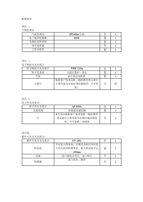 自来水检测仪器配置清单