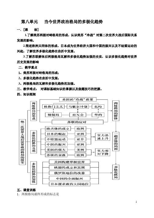 当今世界政治格局的多极化趋势知识点总结