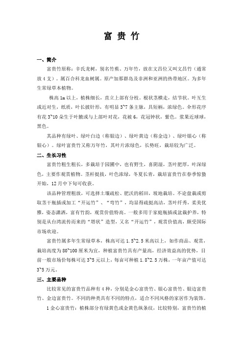 富贵竹的养殖方法和注意事项