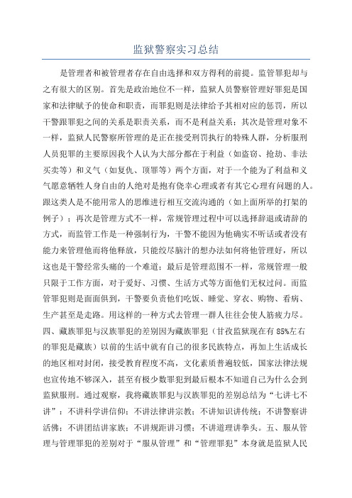 监狱警察实习总结