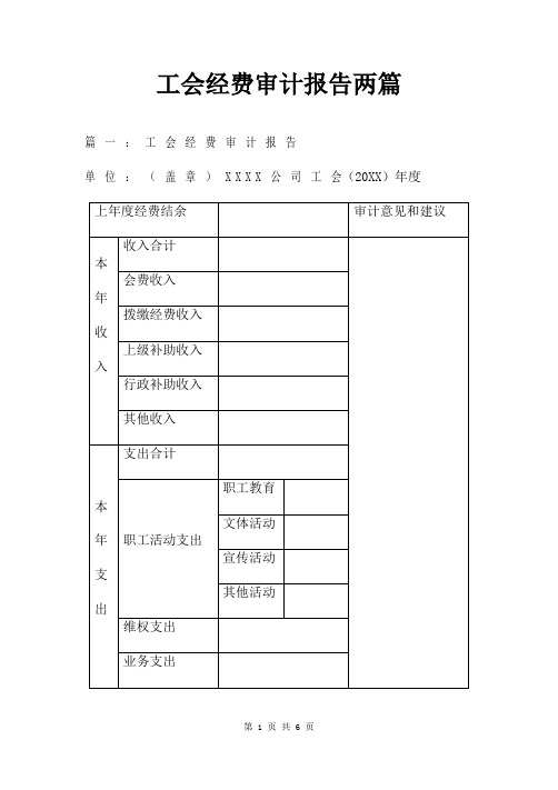 工会经费审计报告两篇