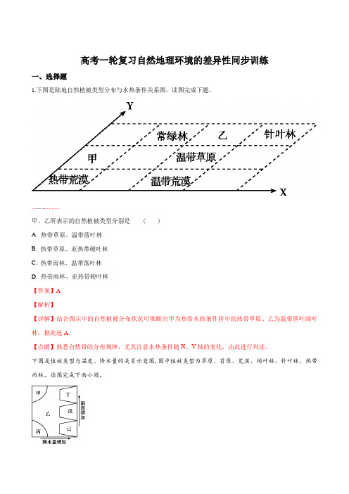 高考一轮复习自然地理环境的差异性同步训练(解析版)