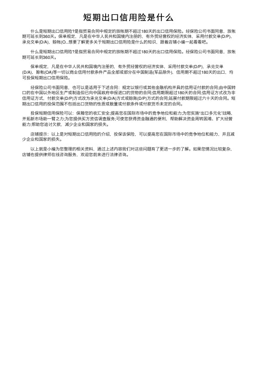 短期出口信用险是什么