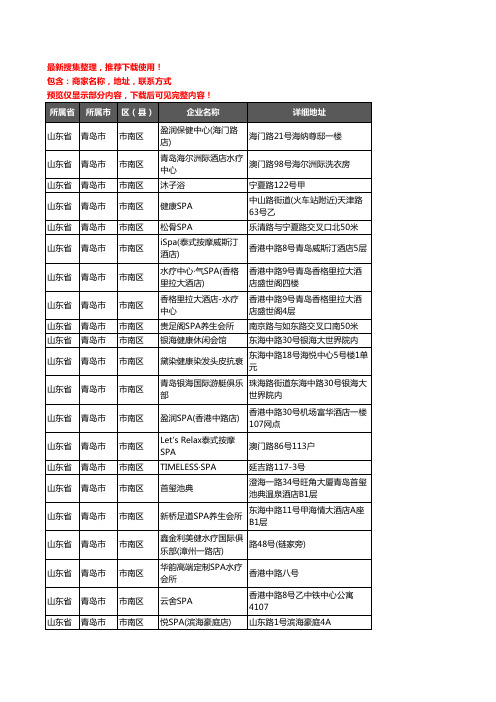 新版山东省青岛市市南区SPA企业公司商家户名录单联系方式地址大全35家