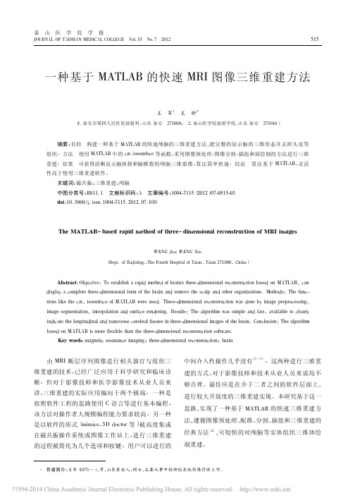 一种基于MATLAB的快速MRI图像三维重建方法_王军